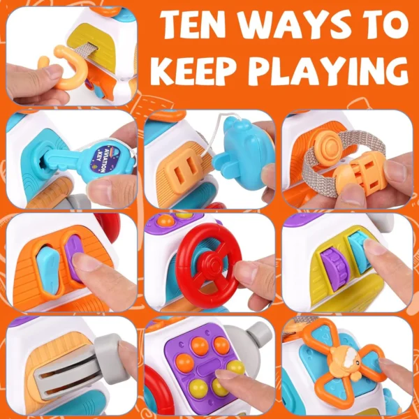 Baby Busy Board Cube Sensory Box for Motor Skill