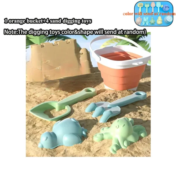 Beach Sand and Water Play Set Folding Bucket Summer Toys