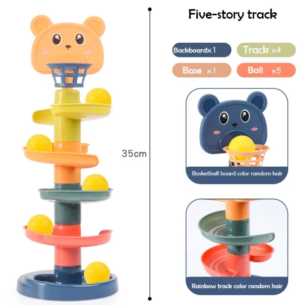 2-7 Layes Track Rolling Ball Pile Tower For Early Education