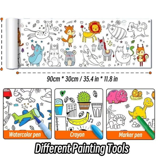 Animal Canvas Children's Coloring Paper Roll