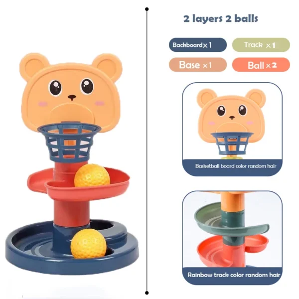 2-7 Layes Track Rolling Ball Pile Tower For Early Education