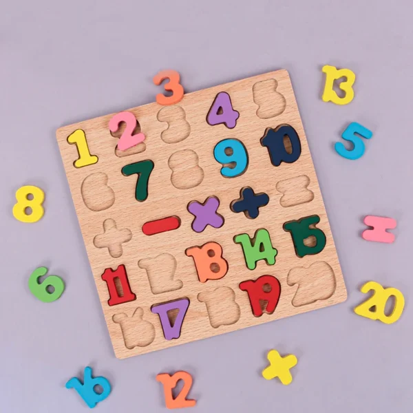 Alphabetic, Arithmetic Number, Geometric Shapes Wooden Puzzle