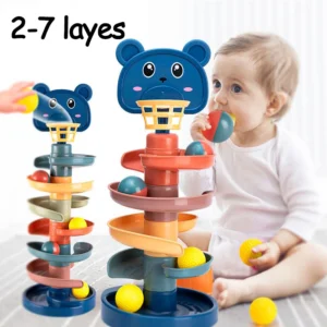 2-7 Layes Track Rolling Ball Pile Tower For Early Education
