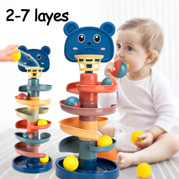 2-7 Layes Track Rolling Ball Pile Tower For Early Education