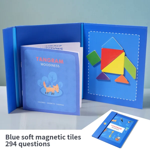 Wooden Jigsaw Magnetic Tangram Puzzle Book Educational montessori