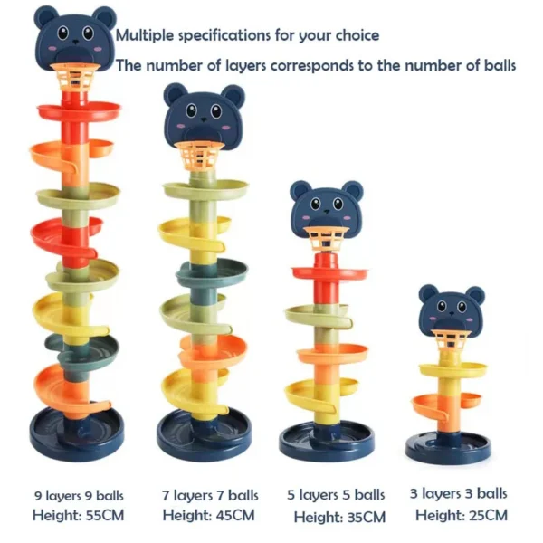 2-7 Layes Track Rolling Ball Pile Tower For Early Education