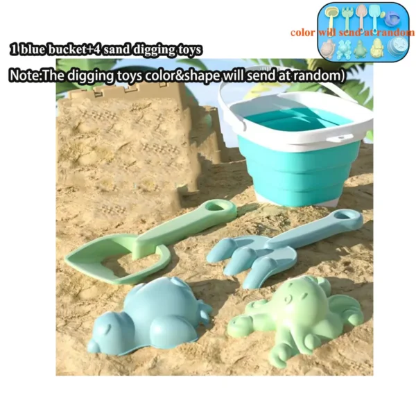 Beach Sand and Water Play Set Folding Bucket Summer Toys