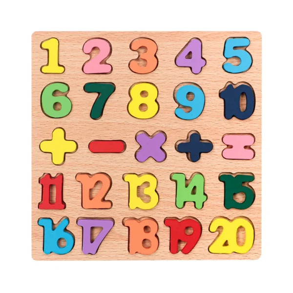 Alphabetic, Arithmetic Number, Geometric Shapes Wooden Puzzle