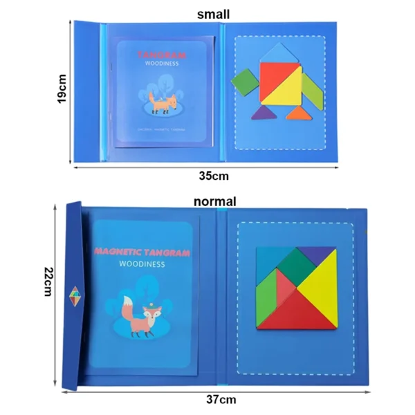 Wooden Jigsaw Magnetic Tangram Puzzle Book Educational montessori