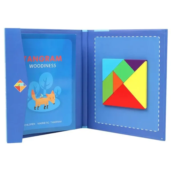 Wooden Jigsaw Magnetic Tangram Puzzle Book Educational montessori