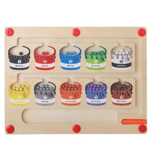 Wooden Magnetic Color and Number Maze