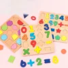 Alphabetic, Arithmetic Number, Geometric Shapes Wooden Puzzle