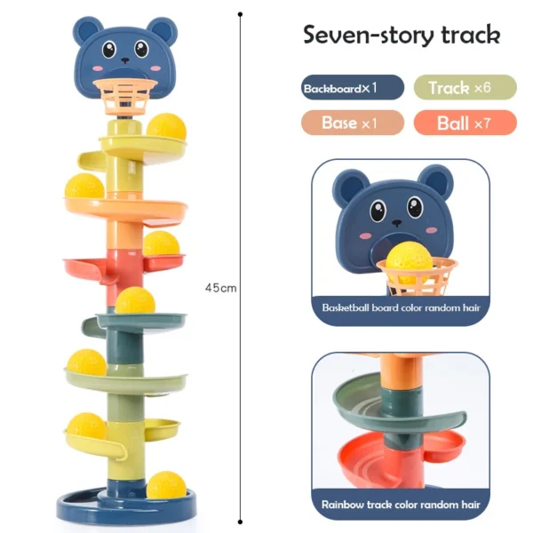2-7 Layes Track Rolling Ball Pile Tower For Early Education