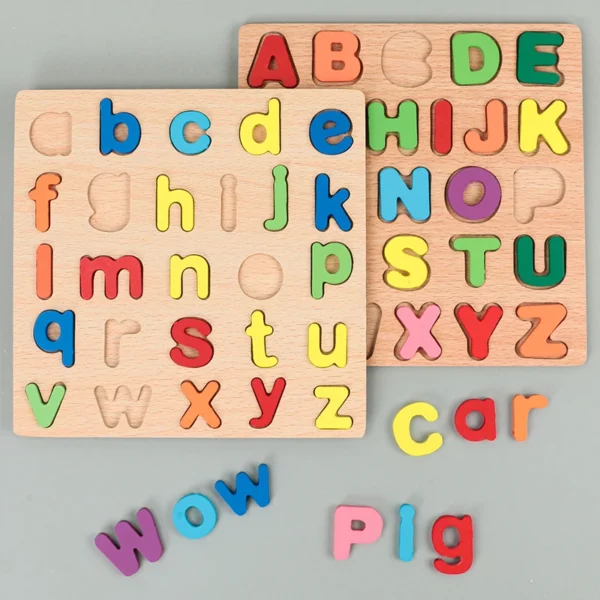 Alphabetic, Arithmetic Number, Geometric Shapes Wooden Puzzle