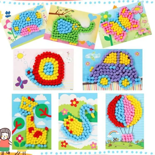 Plush Ball Painting Stickers Creative DIY Handmade Material