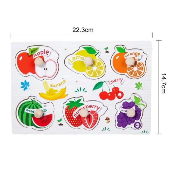 Montessori Puzzles Jigsaw Cartoon Animals Fruits 3D Puzzles Educational
