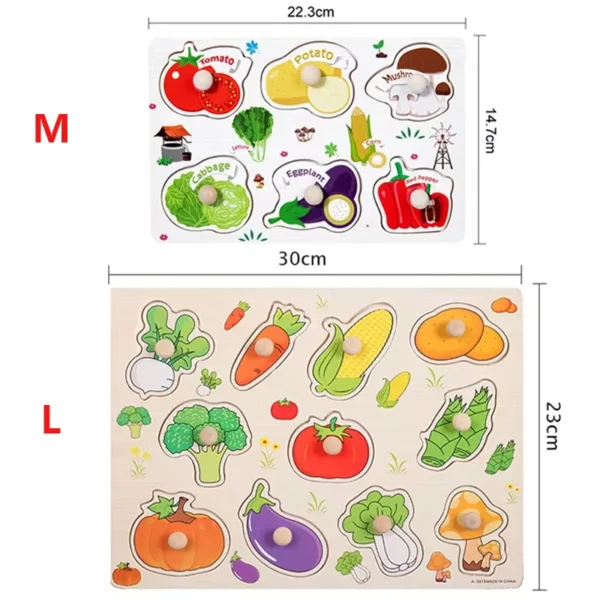 Montessori Puzzles Jigsaw Cartoon Animals Fruits 3D Puzzles Educational