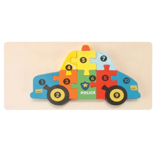 3D Stereoscopic Montessori Wooden Puzzle Cartoon Dinosaur Animal