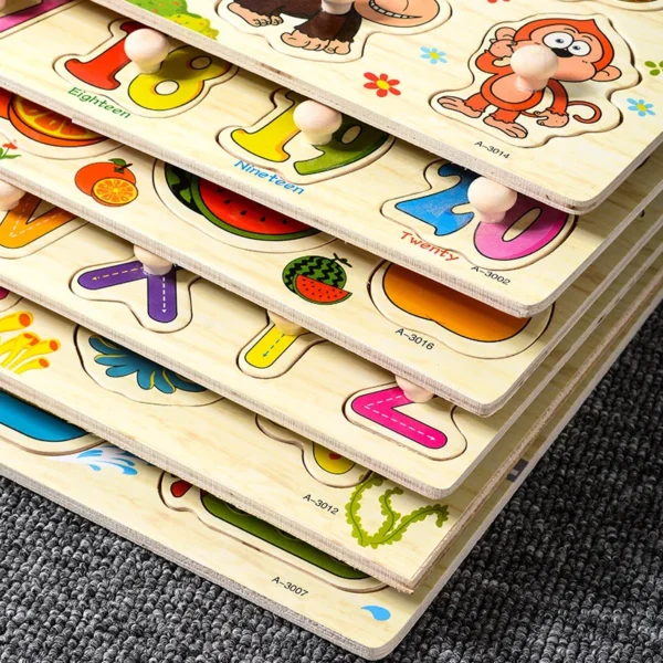 Montessori Puzzles Jigsaw Cartoon Animals Fruits 3D Puzzles Educational