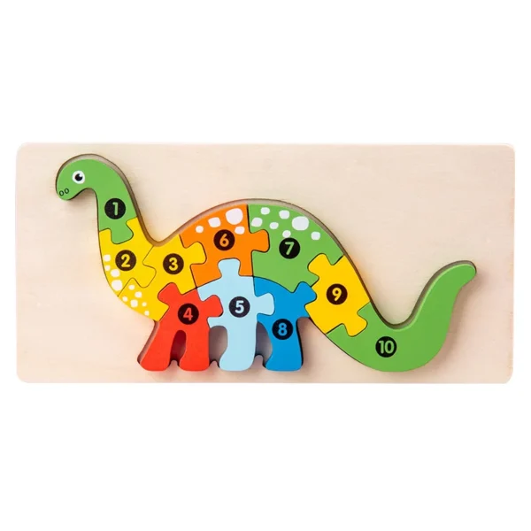 3D Stereoscopic Montessori Wooden Puzzle Cartoon Dinosaur Animal