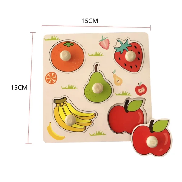 Montessori Puzzles Jigsaw Cartoon Animals Fruits 3D Puzzles Educational