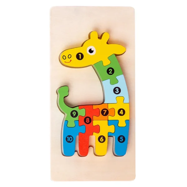 3D Stereoscopic Montessori Wooden Puzzle Cartoon Dinosaur Animal