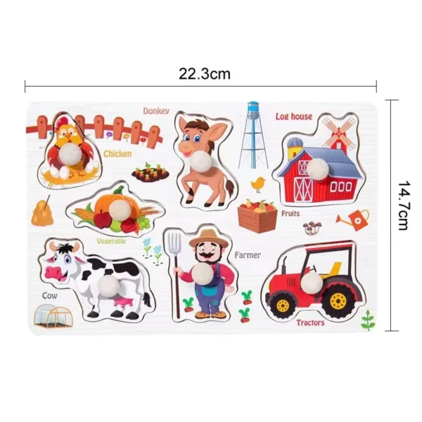 Montessori Puzzles Jigsaw Cartoon Animals Fruits 3D Puzzles Educational