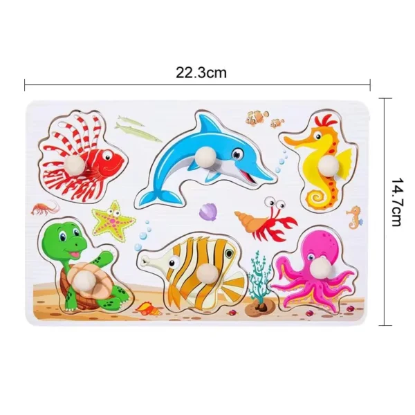 Montessori Puzzles Jigsaw Cartoon Animals Fruits 3D Puzzles Educational