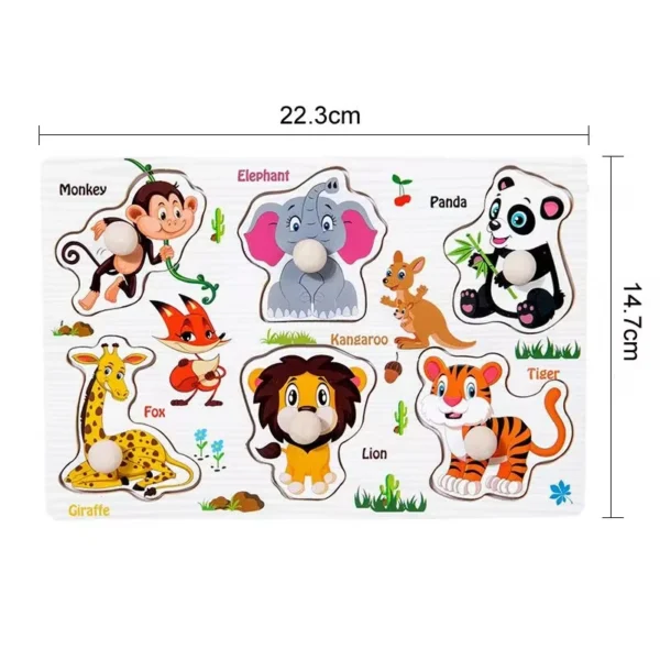 Montessori Puzzles Jigsaw Cartoon Animals Fruits 3D Puzzles Educational