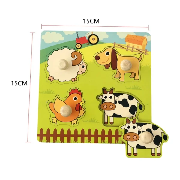 Montessori Puzzles Jigsaw Cartoon Animals Fruits 3D Puzzles Educational