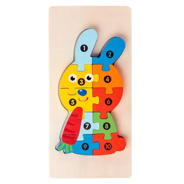 3D Stereoscopic Montessori Wooden Puzzle Cartoon Dinosaur Animal