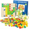 Montessori Wooden Mosaic Puzzle – 120-Piece Creative Shape Learning Set