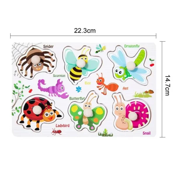Montessori Puzzles Jigsaw Cartoon Animals Fruits 3D Puzzles Educational