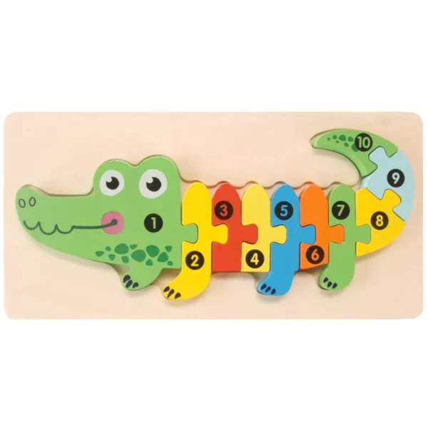 3D Stereoscopic Montessori Wooden Puzzle Cartoon Dinosaur Animal