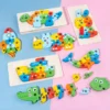 3D Stereoscopic Montessori Wooden Puzzle Cartoon Dinosaur Animal