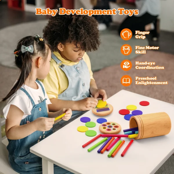 Wooden Matching Montessori Color Sticks for Math Learning