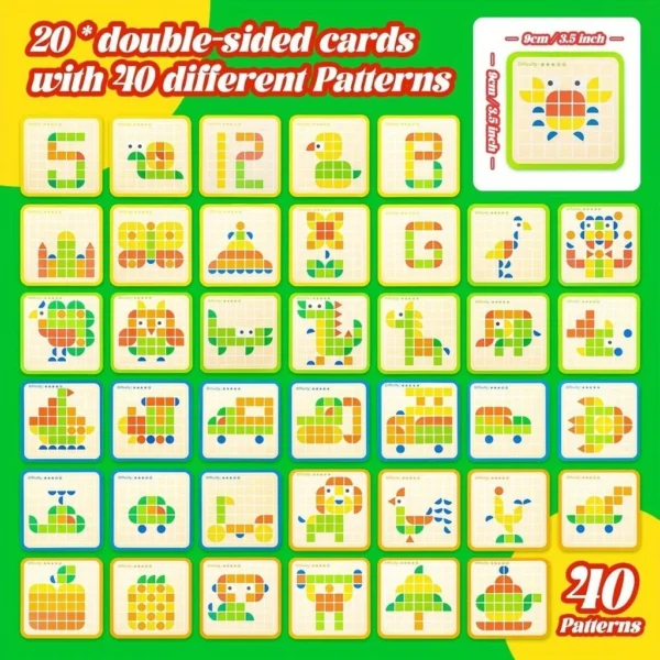Montessori Wooden Mosaic Puzzle – 120-Piece Creative Shape Learning Set