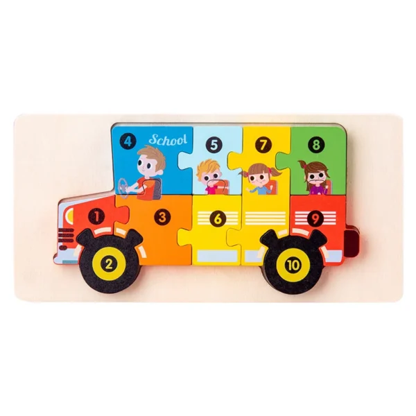 3D Stereoscopic Montessori Wooden Puzzle Cartoon Dinosaur Animal
