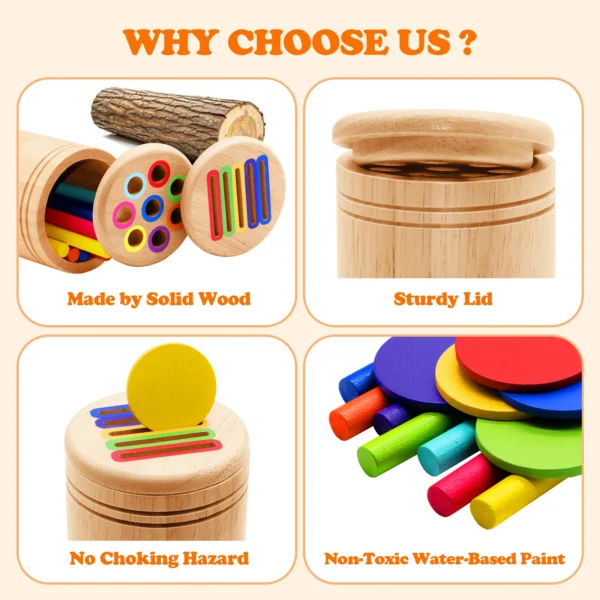 Wooden Matching Montessori Color Sticks for Math Learning