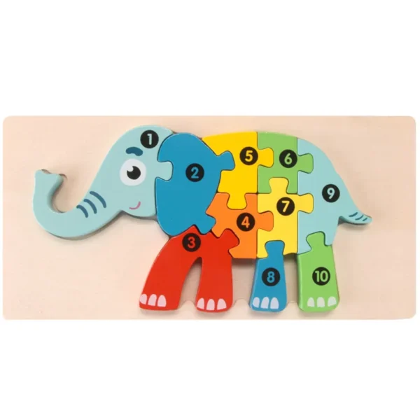 3D Stereoscopic Montessori Wooden Puzzle Cartoon Dinosaur Animal